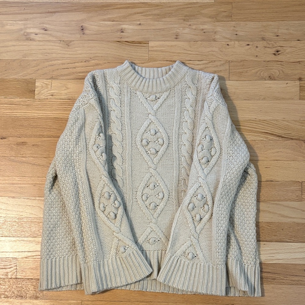 Rosae Paris le Eugene ivory cable knit wool/cashmere seeater